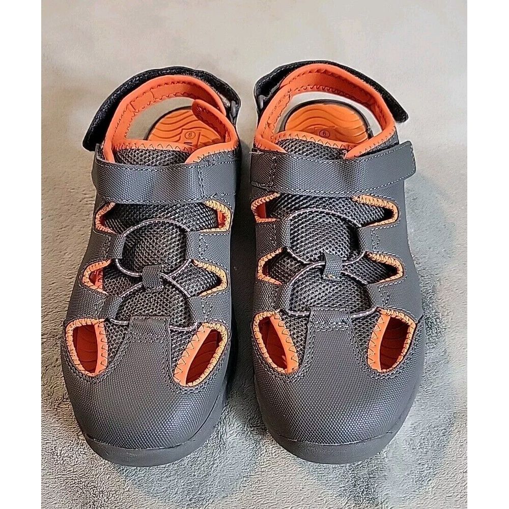 Rugged Outback Women's Hiking Water Sandals Gray Orange Closed Toe Size 6 N/skid